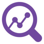 Icon of magnifying glass with data points representing Analysis
