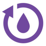 Icon of water drop with circular arrow representing Sustainable